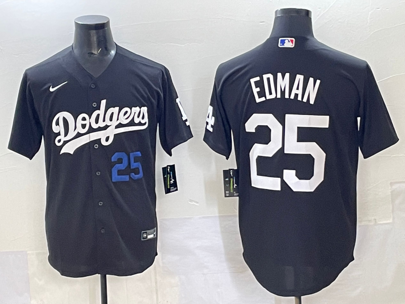 Men Los Angeles Dodgers #25 Edman black Nike MLB jersey style 8